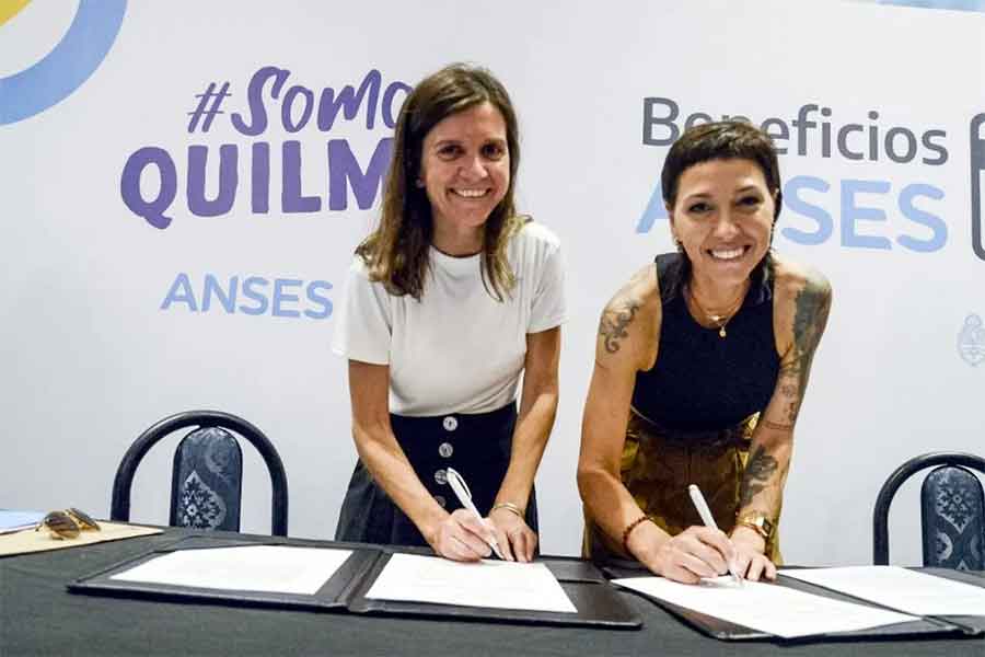 Mayra Mendoza y Fernanda Raverta firmaron un acuerdo para sumar comercios de Quilmes a “Beneficios ANSES”
