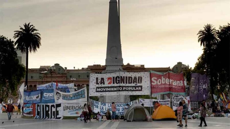 Continúa el acampe de la Tupac Amaru en Plaza de Mayo en reclamo de un indulto para Milagro Sala