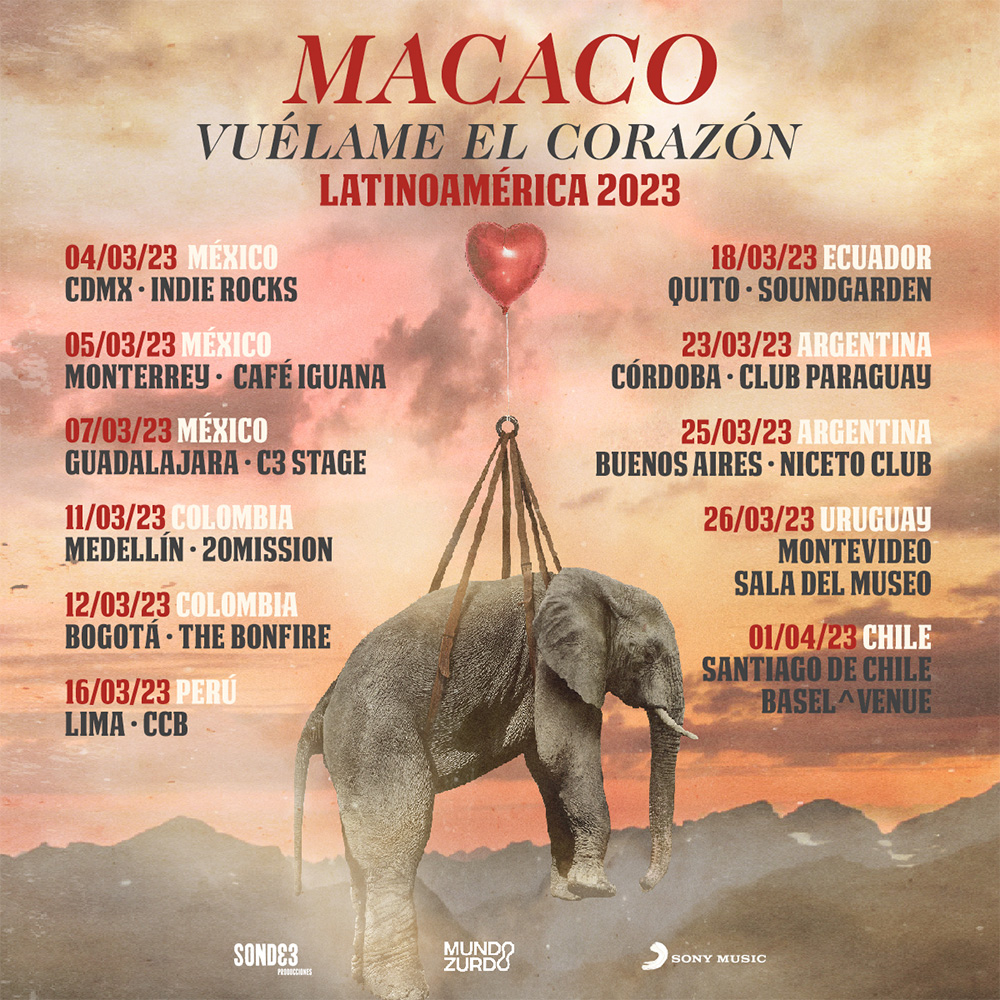Macaco regresa a la Argentina y Uruguay. “Vuélame el Corazón”. Latinoamérica 2023