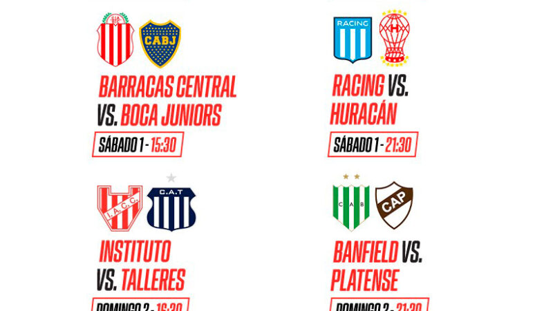 Barracas Central-Boca, Racing-Huracán y el clásico cordobés Instituto-Talleres por ESPN Premium