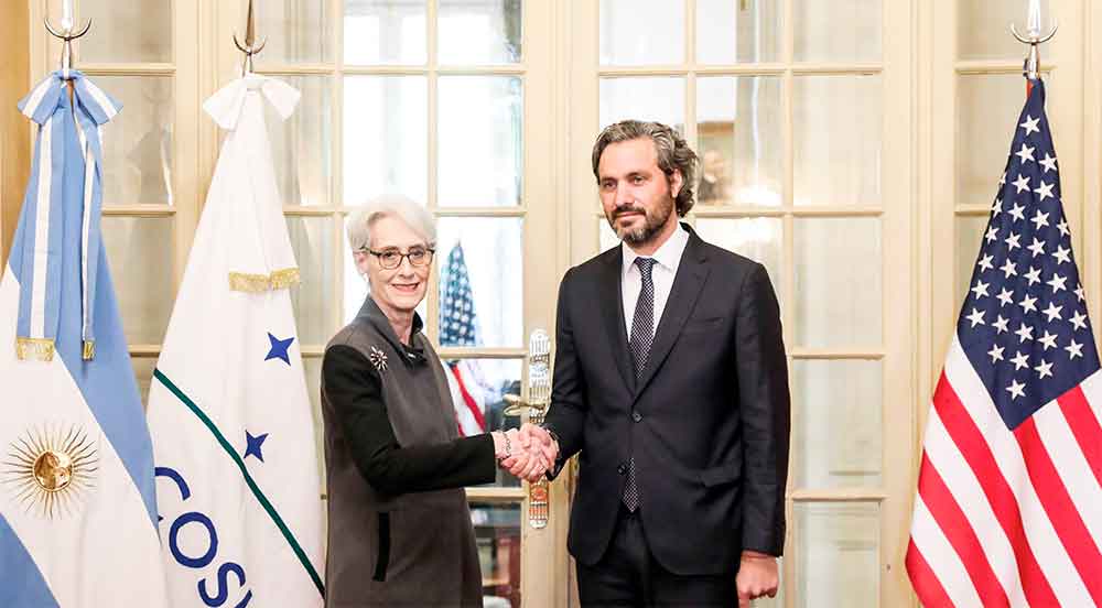 Argentina – EE.UU.: El canciller Cafiero  y la vicesecretaria de Estado, Wendy Sherman, avanzaron en la agenda  establecida por los presidentes Fernández y Biden