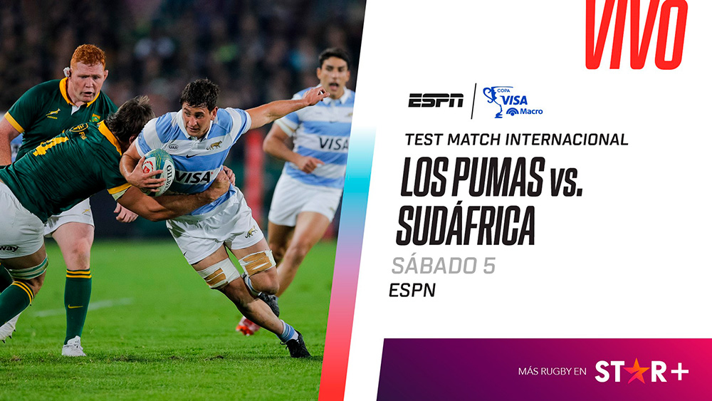 Los Pumas vs. Sudáfrica, la gran cita del próximo sábado porSTAR+