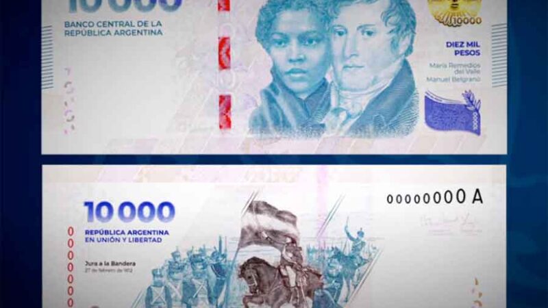 Banco Central: A partir de hoy, circula el nuevo billete de $ 10.000
