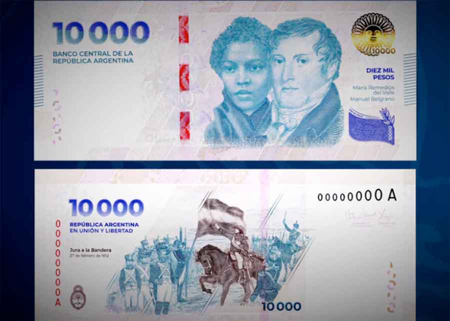 Banco Central: A partir de hoy, circula el nuevo billete de $ 10.000